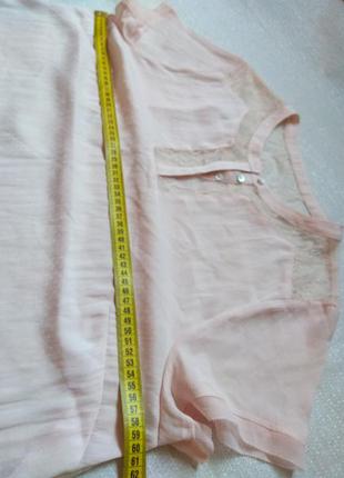 Ніжна легка блуза футболка з ажурною вставкою,блузка пудра9 фото