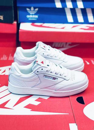 Кроссовки кеды reebok classic leather white кожаные мужские женские кеды кроссовки унисекс
