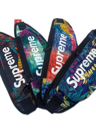 Бананка поясная сумка летняя мужская женская детская суприм supreme синяя с котами котиками3 фото