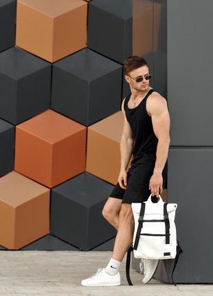Брендовый мужской белый школьный рюкзак с отделением для ноутбука8 фото