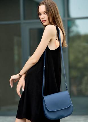 Вместительная маленькая трендовая синяя стильная сумка для девушки кросс боди4 фото