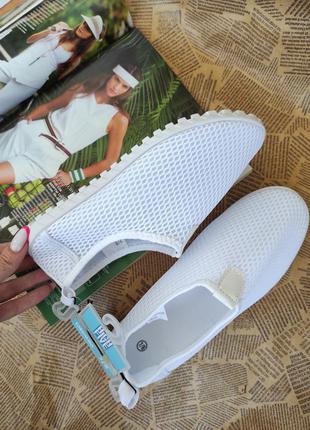 Белые кроссовки сеточка / удобные мокасины белые туфли3 фото