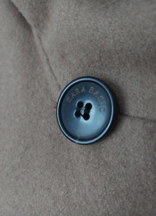 Двобортне пальто кемел шикарної якості шерсть zara оригінал затишний великий капішон5 фото