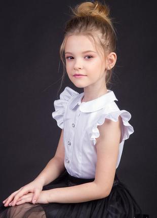 Белая блуза школьная с крылышками zironka 146, 152, 158, 1642 фото