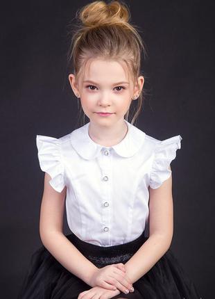 Белая блуза школьная с крылышками zironka 146, 152, 158, 164