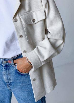 Куртка рубашка шерсть натуральная весенняя осенняя ветровка однотонная