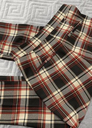 Штани штани в шотландську клітку довжина по щиколотку з високою талією6 фото