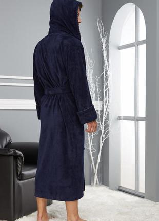 Чоловічий махровий халат nusa, темно-синій2 фото