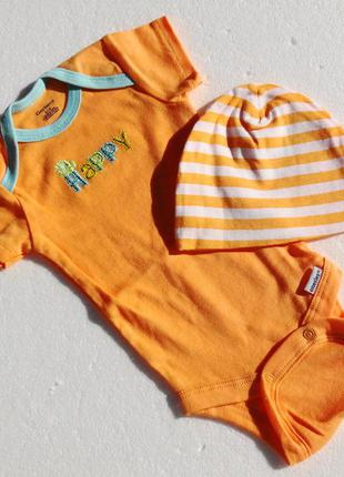 Gerber. бодик с шапочкой. сша. 0-3 месяца оранжевый.