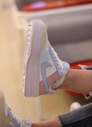 Nike air force 1 shadow glacier white blue ghost жіночі пастельні кросівки найк форс тренд жіночі пастельні модні кросівки8 фото