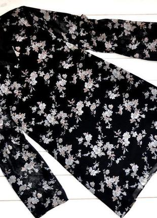 Шифоновое платье boohoo в цветочный принт со свободными рукавами1 фото
