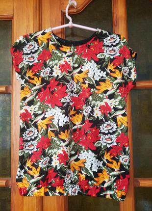 Блуза oodji с цветочным принтом, 40 р/xxs/xs