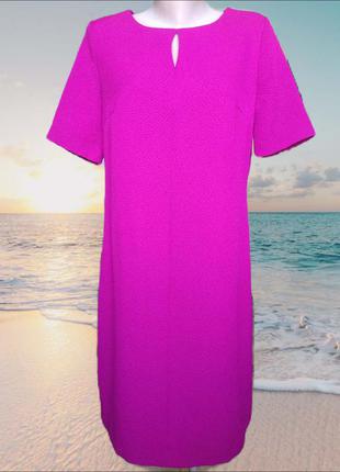 Эффектное прямое яркое розовое платье миди bhs с коротким рукавом/цвет pink фуксия