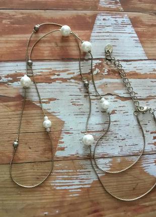 Ланцюжок кольє підвіска колір золото білий маркування