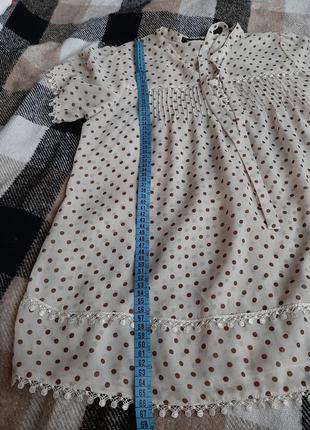 Блуза блузка удлиненная в горох горошек нюд беж оверсайз вільна свободна горох база4 фото