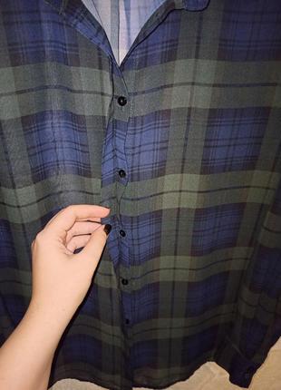 Стильная клетчатая рубашка полупрозрачная блузка h&m oversize onesize6 фото