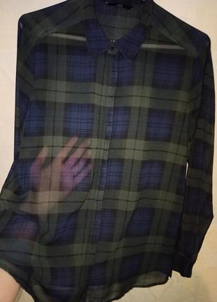 Стильная клетчатая рубашка полупрозрачная блузка h&m oversize onesize10 фото