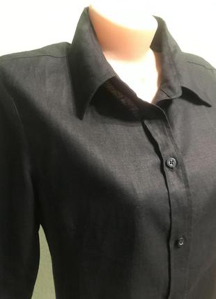 Льняная женская рубашка черного цвета4 фото