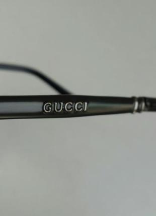 Gucci очки капли мужские солнцезащитные темно серый градиент в металлической оправе поляризированые10 фото
