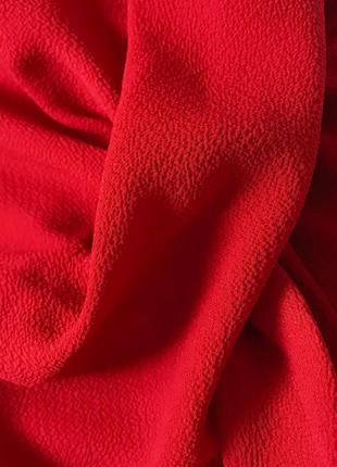 Кроп блуза алая красная s с треугольным вырезом декольте креп шифон10 фото