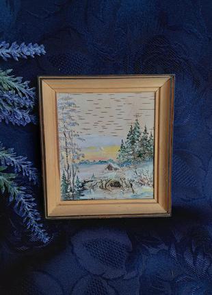 1991 год! набор художественных миниатюр роспись по бересте маслом художник софиевский авторские картины панно настенное лот6 фото