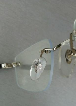 Chrome hearts очки имиджевые оправа для очков унисекс в серебристой металлической оправе дужки черные9 фото