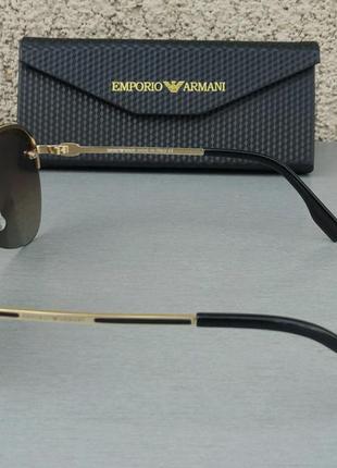 Emporio armani очки капли мужские солнцезащитные коричневый градиент в золотом металле поляризированые3 фото