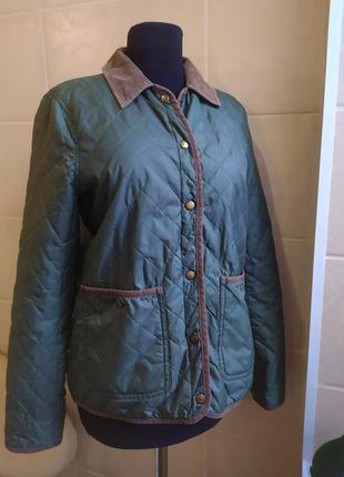 Куртка topshop демисезонная стеганая с карманами / со вставками с вельвета1 фото
