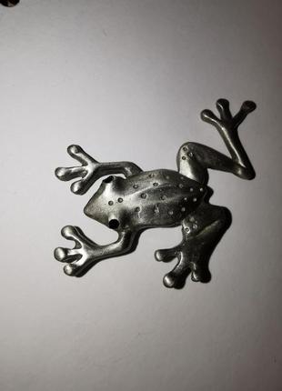 Вінтажна брошка жаба в стилі jj метал2 фото
