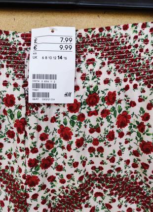 Летний натуральный костюм h&m блуза топ с оборками и шорты в цветы10 фото