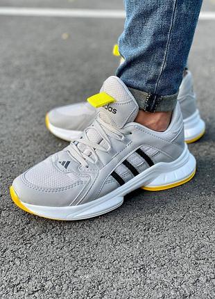 Чоловічі сірі осінні з жовтим кросівки adidas king zx🆕демісезонні адідас зх🆕