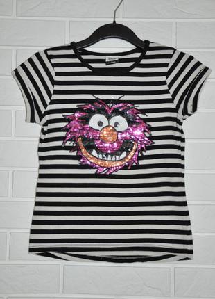 Футболка у смужку з малюнком з паєток