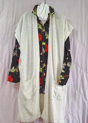 Коттоновый меланжевый кардиган -безрукавка,48-56разм.,next