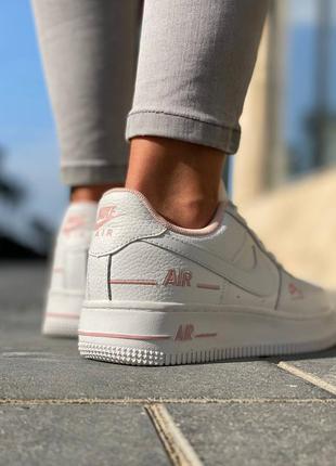 Nike air force 1 white pink sugar женские белые розовые милые трендовые кроссовки жіночі модні трендові білі рожеві кросівки5 фото