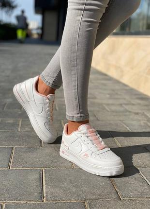 Nike air force 1 white pink sugar женские белые розовые милые трендовые кроссовки жіночі модні трендові білі рожеві кросівки