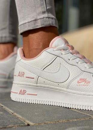 Nike air force 1 white pink sugar женские белые розовые милые трендовые кроссовки жіночі модні трендові білі рожеві кросівки6 фото