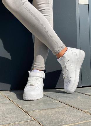 Nike air force high total white женские высокие белые кроссовки найк форс тренд жіночі високі трендові білі кросівки