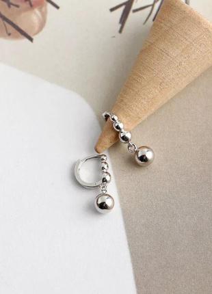 Сережки з кульками , срібло 9253 фото