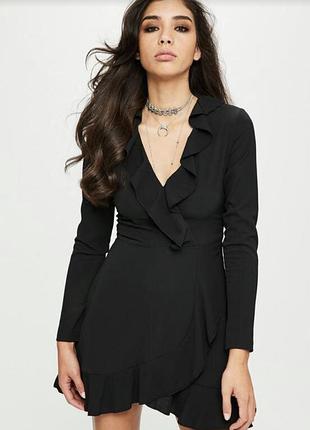 Чёрное имитация запах платье h&m
