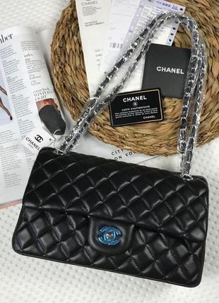 Чорна шкіряна сумка з золотою фурнітурою в стилі chanel🔝🔝🔝