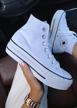 Converse chuck taylor all star platform, женские белы кеды конверс9 фото