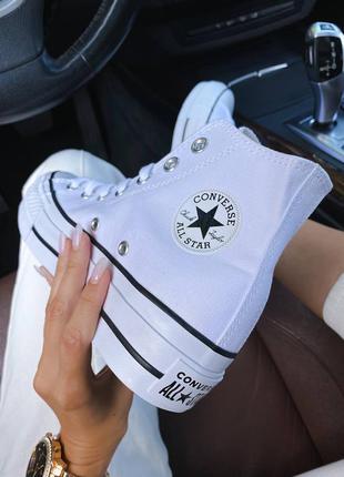 Converse chuck taylor all star platform, женские белы кеды конверс6 фото