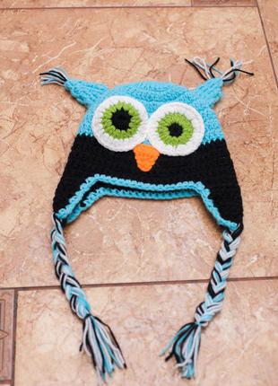 Шапка сова вязаная ручная работа