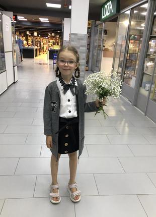 Трикотажний кардиган на застібці блискавка шкільний, кардиган для дівчинки в школу