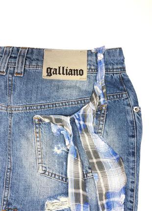 John galliano 42 джинсовая короткая мини юбка голубая3 фото