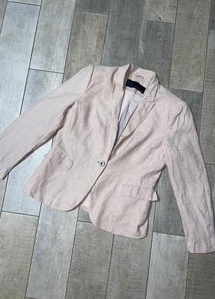Бежевый льняной пиджак,жакет(028)