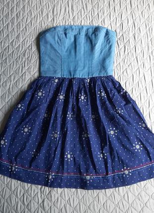 Дитяча сукня сарафан літня легка бандо  топ корсет з голими плечима джинс синя спідниця