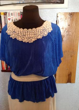 Наймиліша блуза - гофре з мереживом, р. 46-48