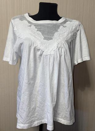 Белая футболка котон с вышивкой