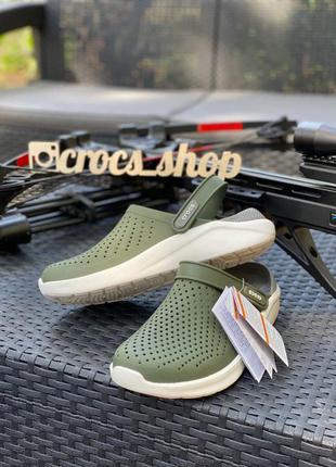 Кроксы crocs literide clog armygreen  зеленые оригинал